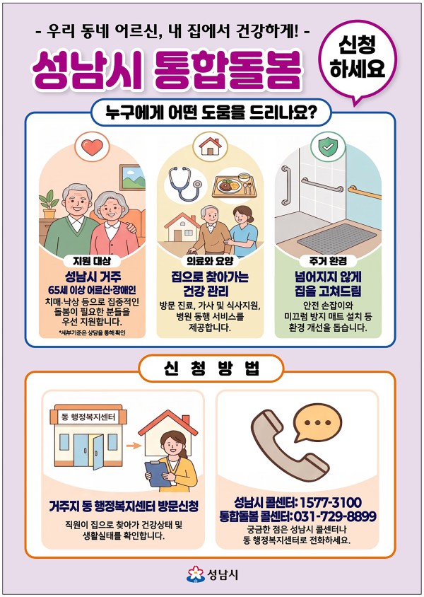 [사진] 성남시 통합돌봄 사업 신청 안내 홍보물