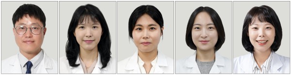  [사진] 왼쪽부터 대장항문외과 양관모, 소아청소년과 이하경, 심장혈관흉부외과 임현아,    마취통증의학과 이수지, 병리과 조의리 교수