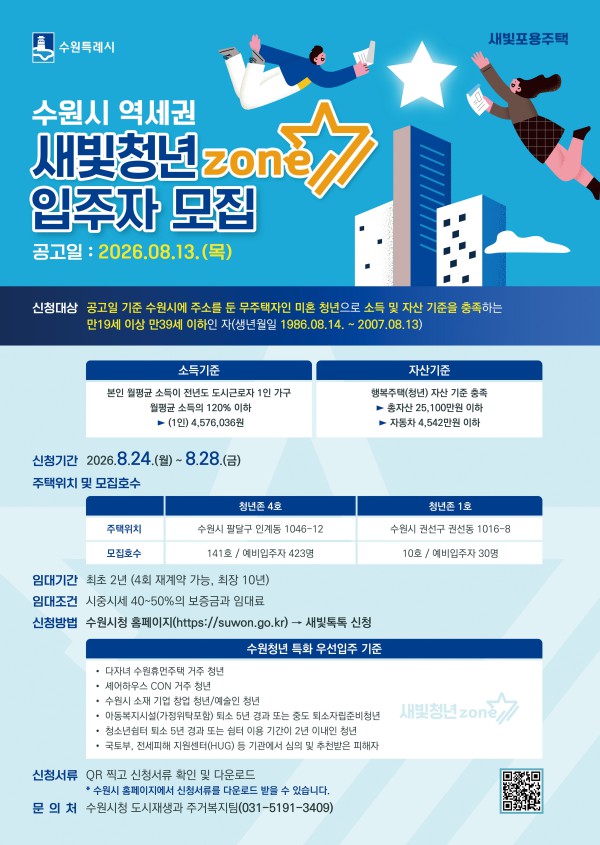 [사진] 수원특례시 역세권 청년주택 새빛 청년존 입주자 모집 홍보물