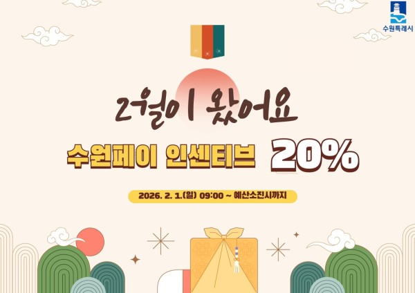 2월 수원페이 인센티브 20% 확대 홍보물. 