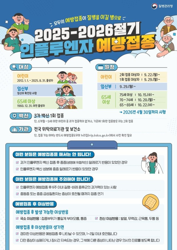 인플루엔자 예방접종 홍보 이미지